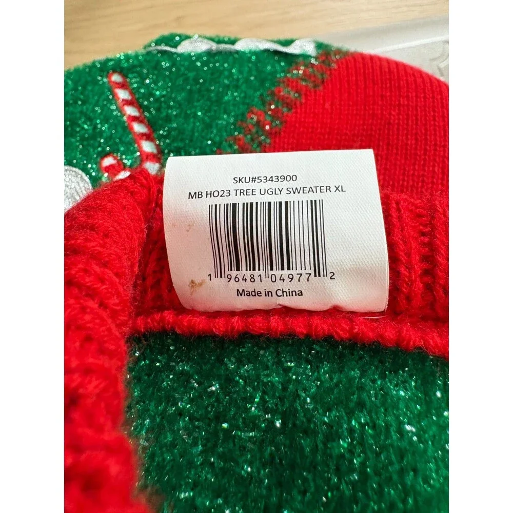 Merry & Bright Holiday Red Christmas Tree Dog Sweater Polyester X-Large